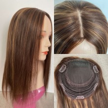 6x7 Inches Highlights 4/8 Human Hair Clips Women Skin Topper--TP48