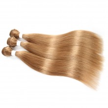 Honey Blonde Pre-Colored 27 Straight Human Hair Bundles Extension--HE27