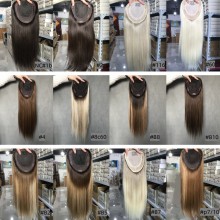 6x7 Inches Remy Human Hair Clips Silk Base Skin Toppers--TP26