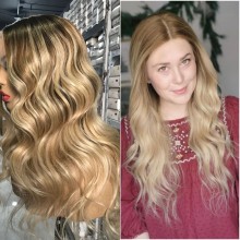 Ombre Blonde Highlight 6y2 Human hair 13x6 Lace Front Wig-jx6y2