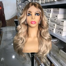 Ombre Blonde Wave r116 Human Hair 13x6 Lace Front Wig-r116