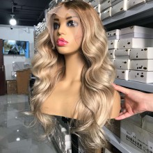 Ombre Blonde Wave r116 Human Hair 13x6 Lace Front Wig-r116