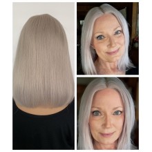 Silver Gray Color Straight Bob 13*4 Lace Front Human Hair Wig-TS11