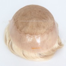 Q6 Invisible Natural Hairline Toupee Indian Human Hair Lace and PU Wig For Men--BHQ6