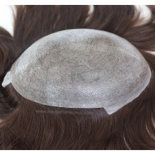 Straight Euro Injection Hair System Center Crown Thin Skin 0.08-0.10mm Men Wig Toupee--euro