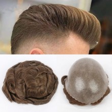 0.10-0.12mm PU Men Toupee Full Thickness I Skin Indian Human Hair Toupee--ISKIN