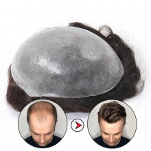 Human Hair All Loop PU Men Toupee 0.08-0.1mm Men Hair Pieces--CTS80