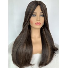 Tiny Layer 2/8 Brunette Color Natural Straight Non-Lace 5x5 Silk Top Wig --jw28