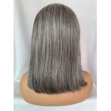 Mixed Gray Salt and Pepper Bob Straight Remy Human Hair 5*5 Lace Wig--BH11