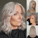 Silver Gray Color Straight Bob 13*4 Lace Front Human Hair Wig-TS11