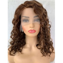 30% off--Curly Bob Highlight Remy Human Hair T-Part Wig-TB12