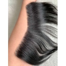 Natural Black Human Hair Forehead Hairpiece Patch Invisible Seamless Ultra Thin Skin PU Toupee--TP16