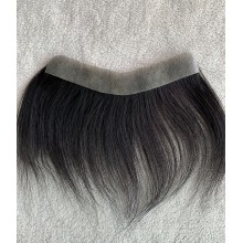 Natural Black Human Hair Forehead Hairpiece Patch Invisible Seamless Ultra Thin Skin PU Toupee--TP16