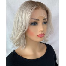Ombre Platinum Short Wave Remy Human Hair 13x4 Lace Wig--EM18
