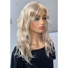 Wear Go Wig Platinum Wave Curly With Fringe Remy Human Hair 13x4 Precut Lace Wig--EM16