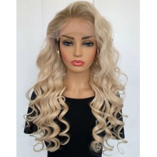 Platinum Blonde Wave Remy Human Hair 13x4 Lace Front Wig--EM19