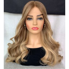 Blonde Highlights Wave European Human Hair invisible Lace Wig--YN15