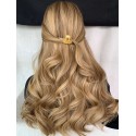 Blonde Highlights Wave European Human Hair invisible Lace Wig--YN15