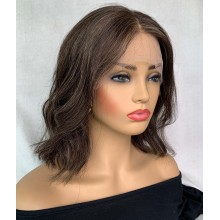 Mixed Highlights Short Wave Human Hair 13x4 Lace Front Wig--EM22