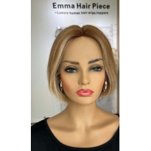Brown Highlights Short Straight Human Hair invisible HD Lace Front Wig -YN18