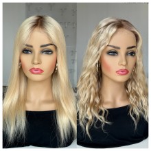Chinese Remy Hair Natural Straight French Lace Front and Top Wig --LW39