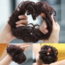 Heat-Resistant Synthetic Fiber Messy Bun Hair Scrunchie Curly Hair Bun Extension--FQ001