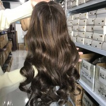 Brown Brunette Color Wave b4/8 Human Hair 13x6 Lace Front Wig-jxb48