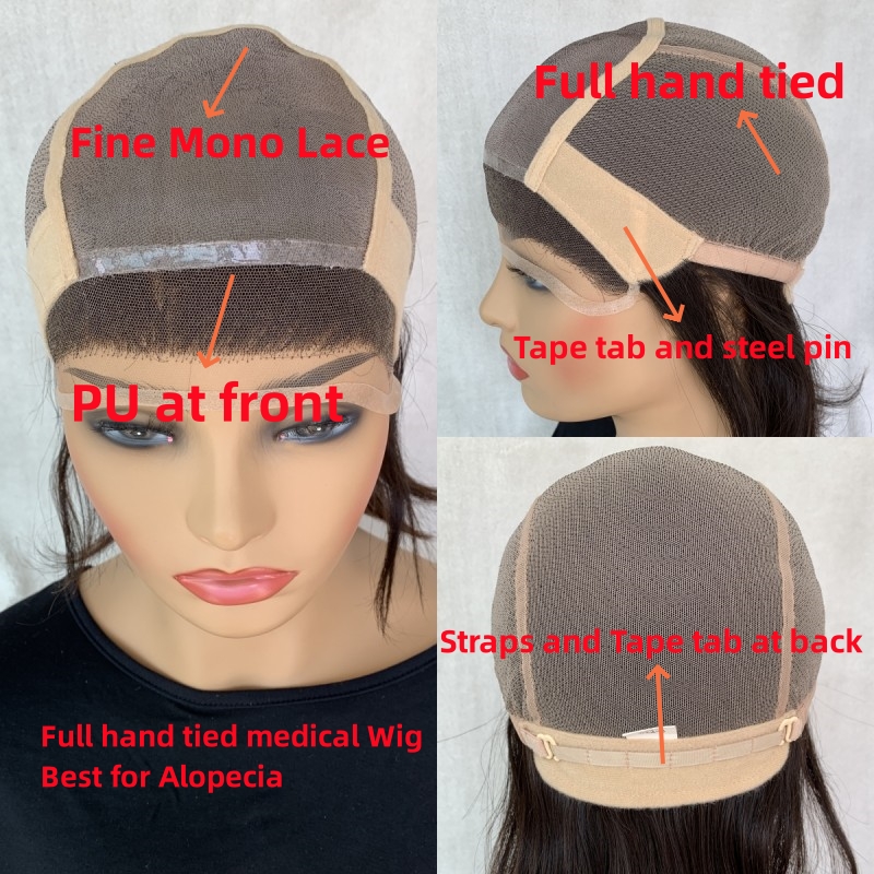 European Human Hair Wig For Alopecia Medical Wig
