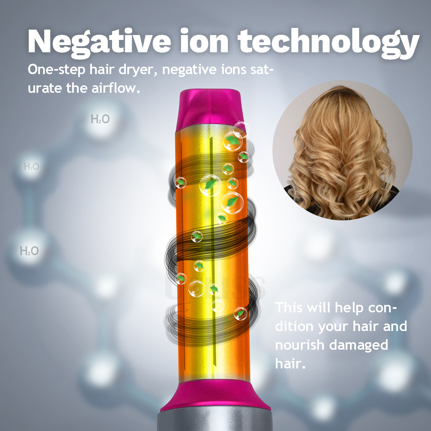 Electric Blow Dryer Comb Hair Curling Iron Kit 1