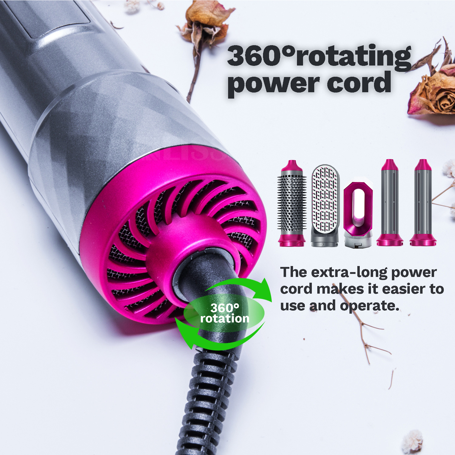 Electric Blow Dryer Comb Hair Curling Iron Kit 3