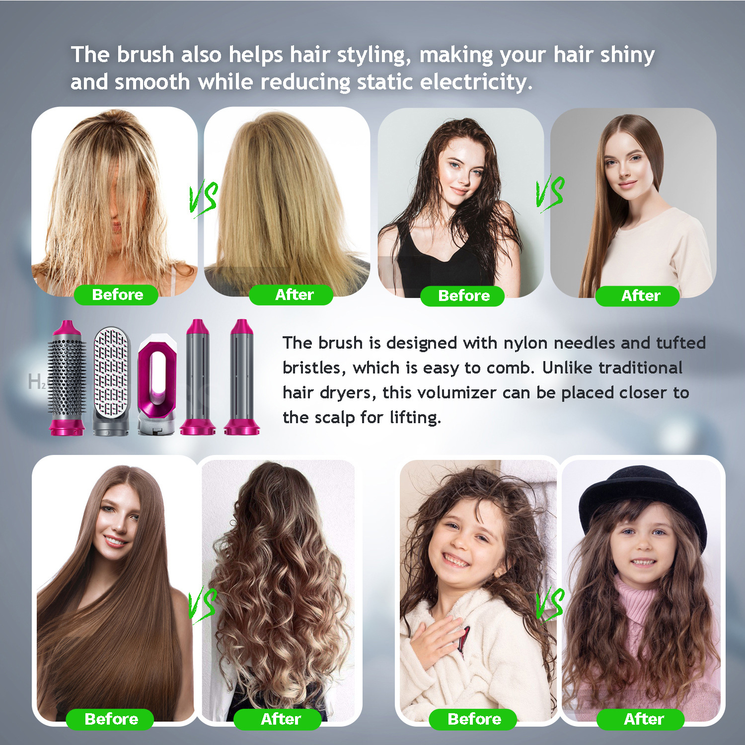 Electric Blow Dryer Comb Hair Curling Iron Kit 6