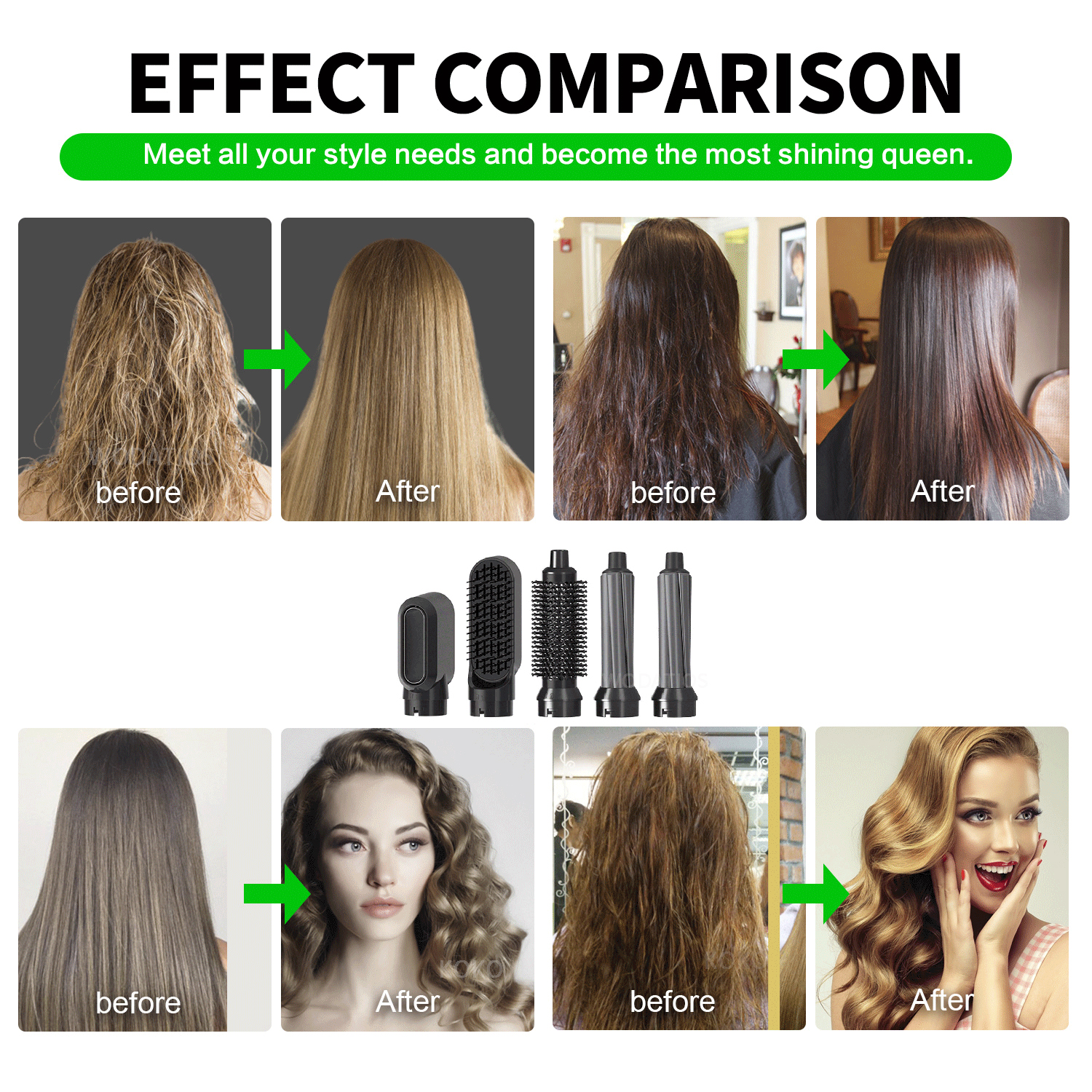 Electric Blow Dryer Comb Hair Curling Iron Kit 9